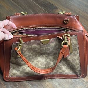Coach Brown and Tan Satchel with Gold Accents
